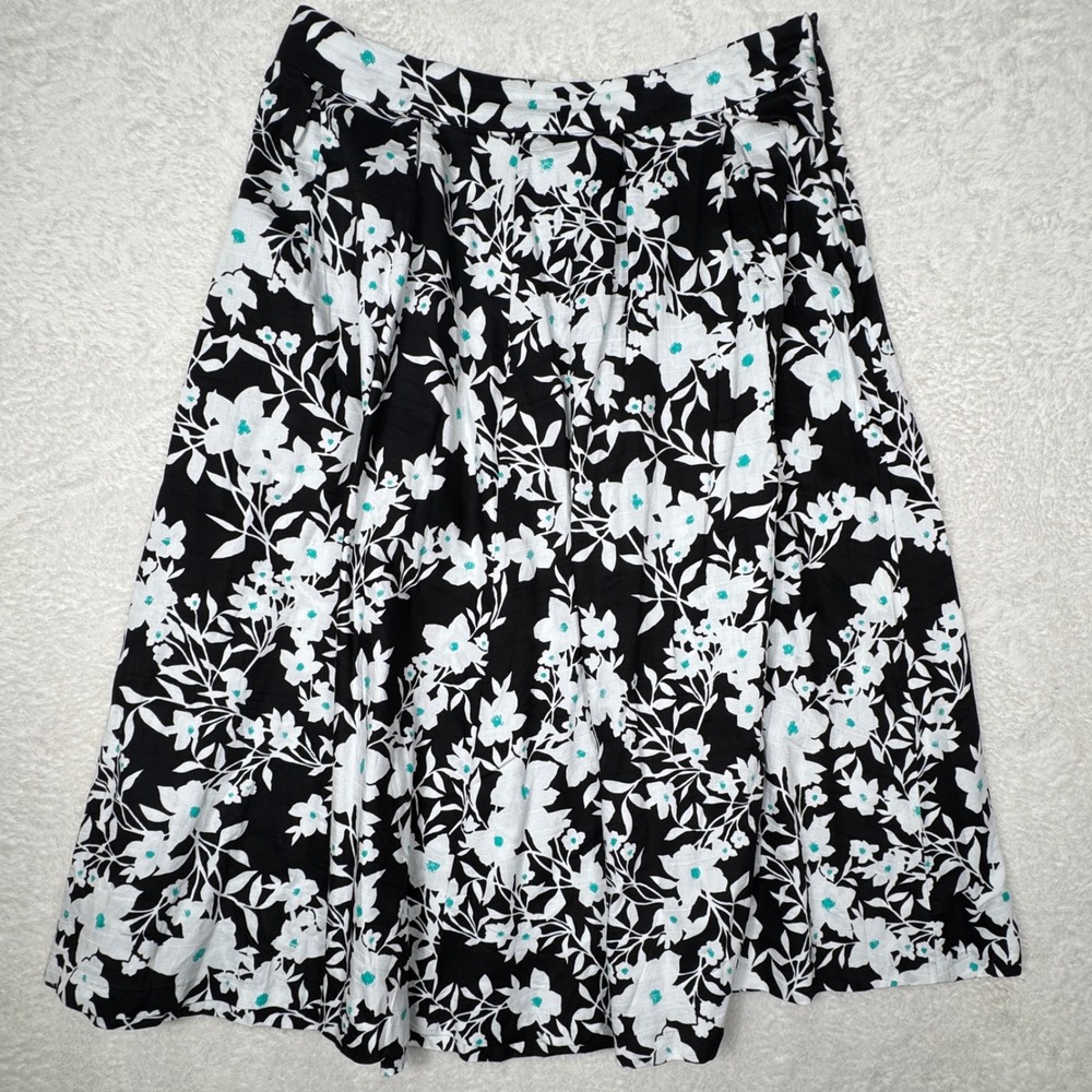 Jessica‎ London Maxi Skirt Women 18W Black Floral Cottagecore Cotton A-Line